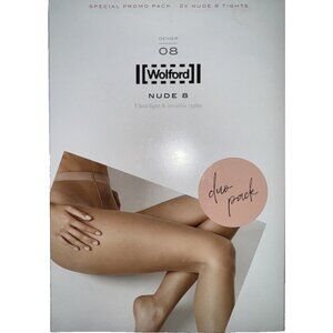 Wolford Nude 8 Duo Pack Tights Size: Large Color: Sand 10272